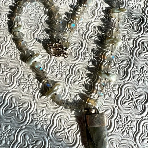 Labradorite and Pearl SS necklace.